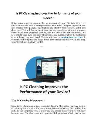 is pc cleaning improves the performance of your