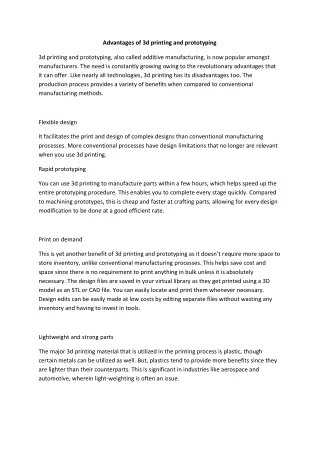 advantages of 3d printing and prototyping