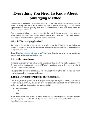 everything you need to know about smudging method