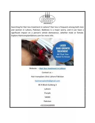 Hair loss treatment in Lahore  Hairtransplantlahore.com