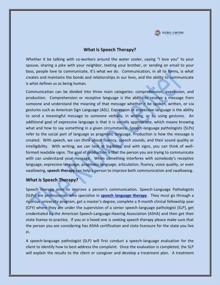what is speech therapy