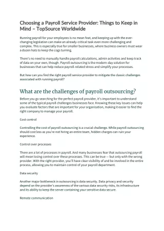 choosing a payroll service provider things
