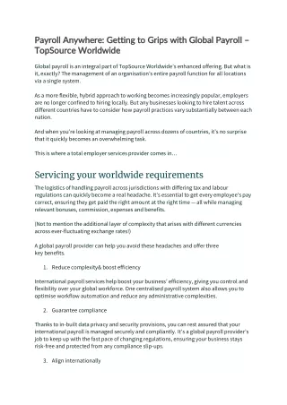 payroll anywhere getting to grips with global