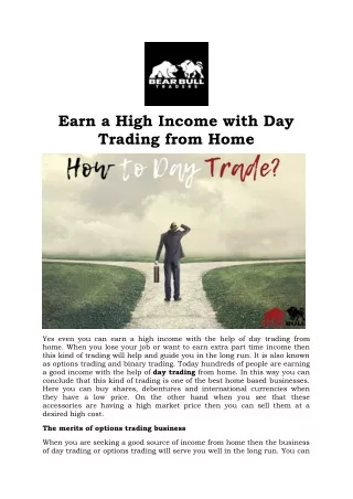Earn a High Income with Day Trading from Home- BearBullTraders