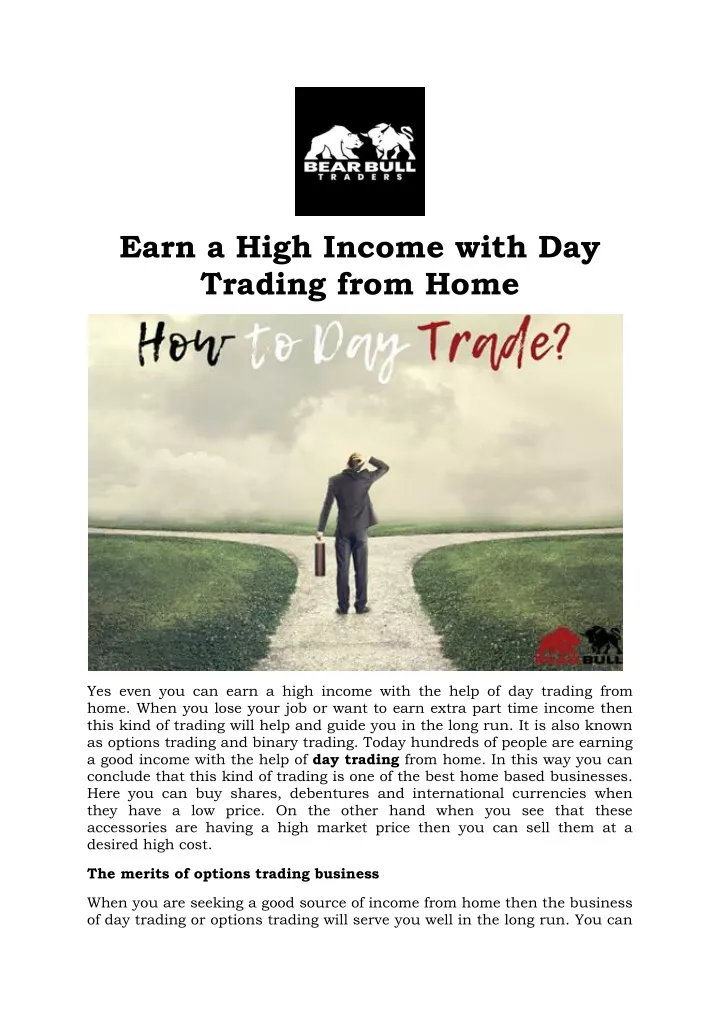 earn a high income with day trading from home