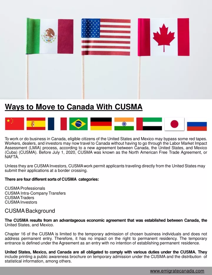 ways to move to canada with cusma