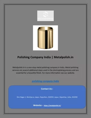 Polishing Company India | Metalpolish.in