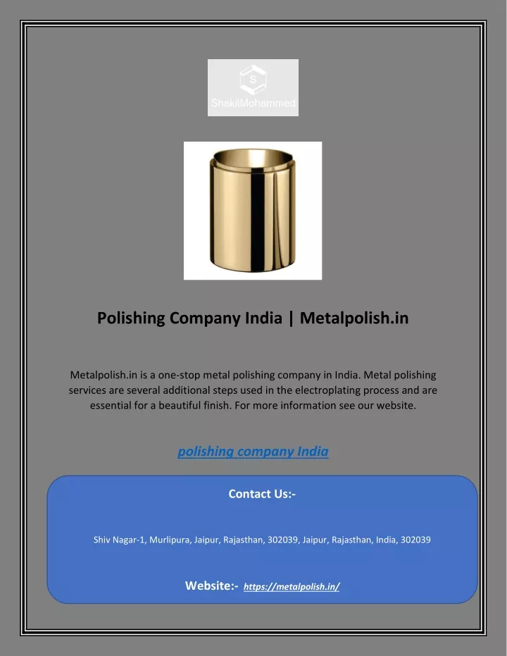 polishing company india metalpolish in