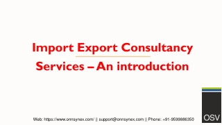 Import Export Consultancy Services – An introduction