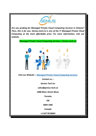Managed Private Cloud Computing Services  Genius-tech.Ca