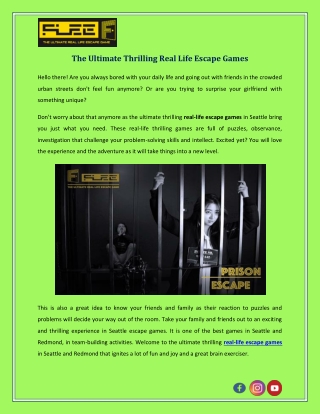 The Ultimate Thrilling Real Life Escape Games