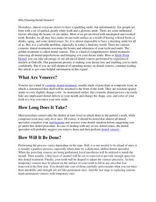 why choosing dental veneers