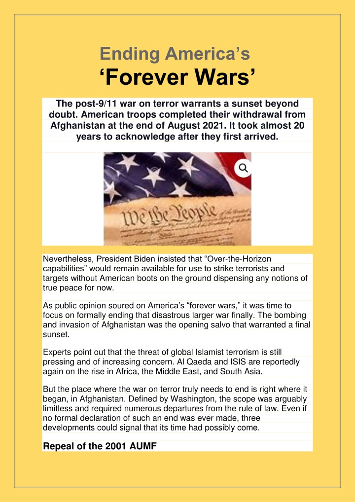 ending america s forever wars