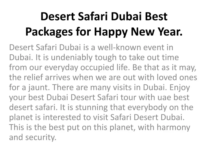 desert safari dubai best packages for happy new year