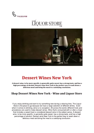 Shop Dessert Wines New York - Wine and Liquor Store