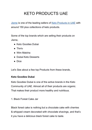 Keto Products UAE
