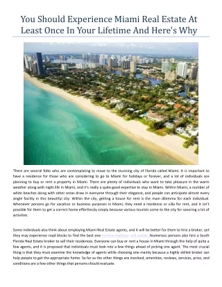 Informative Details About Miami Real Estate