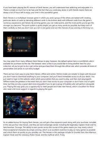 if you have been playing the pc version of deck