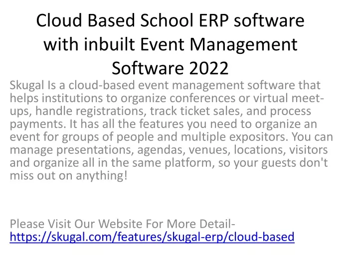 cloud based school erp software with inbuilt event management software 2022