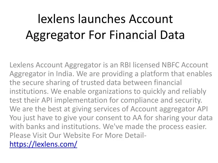 lexlens launches account aggregator for financial data