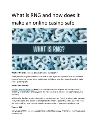 what is rng and how does it make an online casino