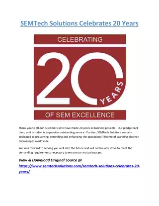 SEMTech Solutions Celebrates 20 Years