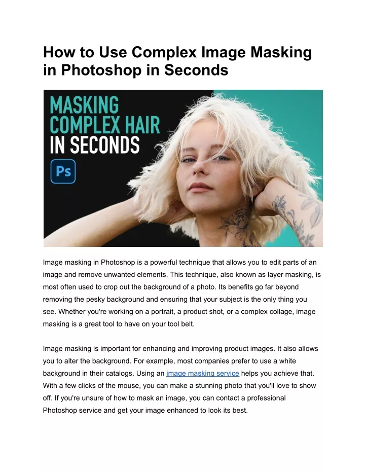 how to use complex image masking in photoshop