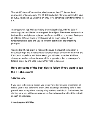 the joint entrance examination also known