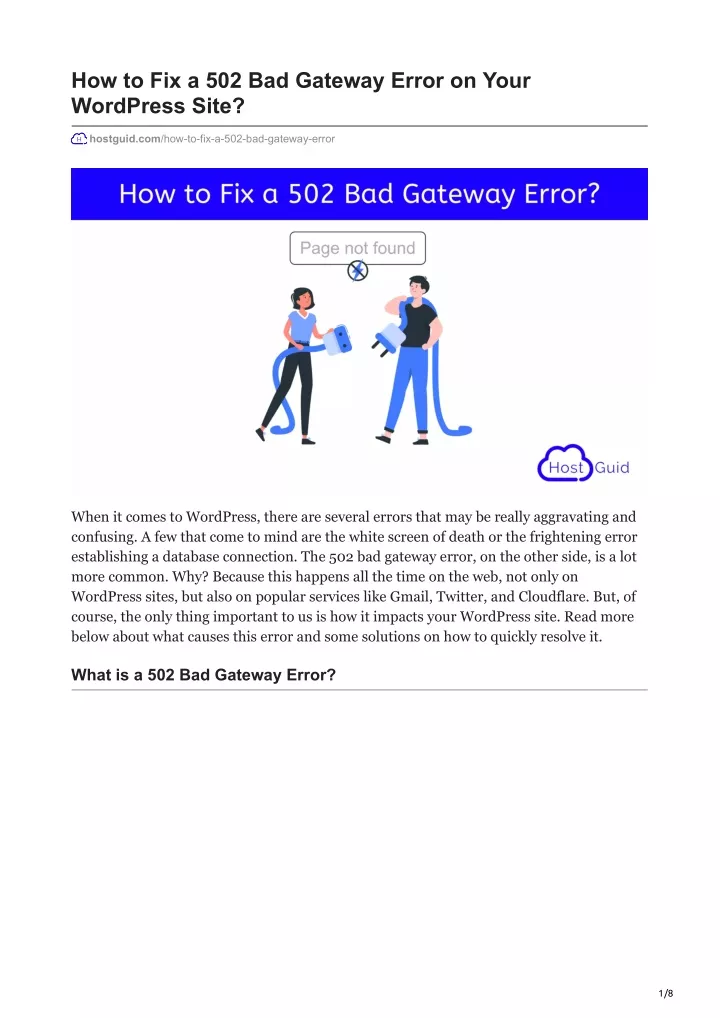 how to fix a 502 bad gateway error on your