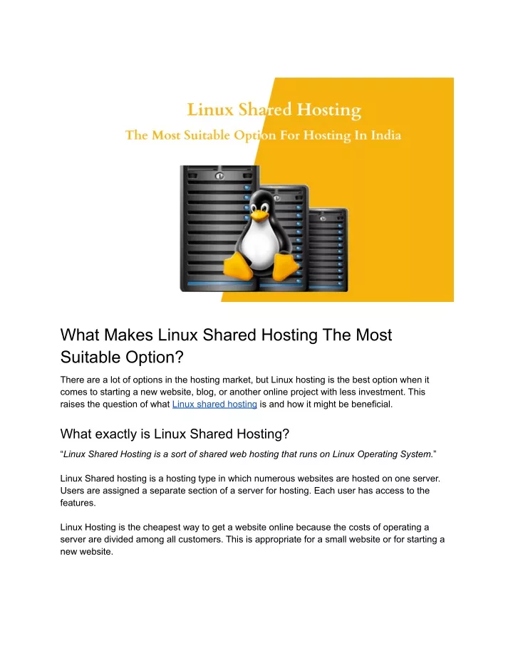 what makes linux shared hosting the most suitable