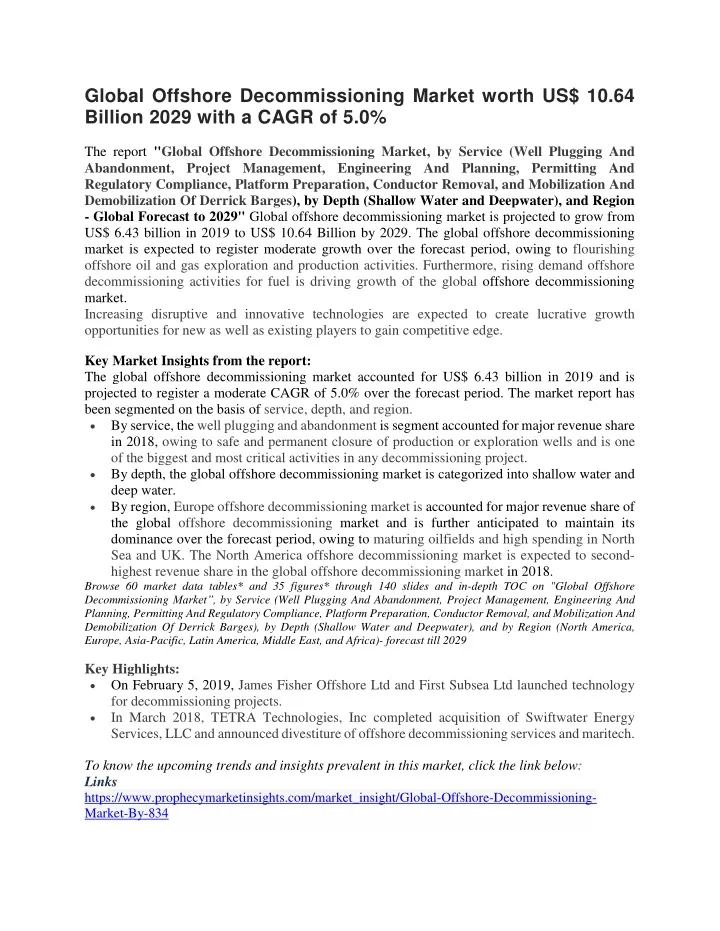 global offshore decommissioning market worth