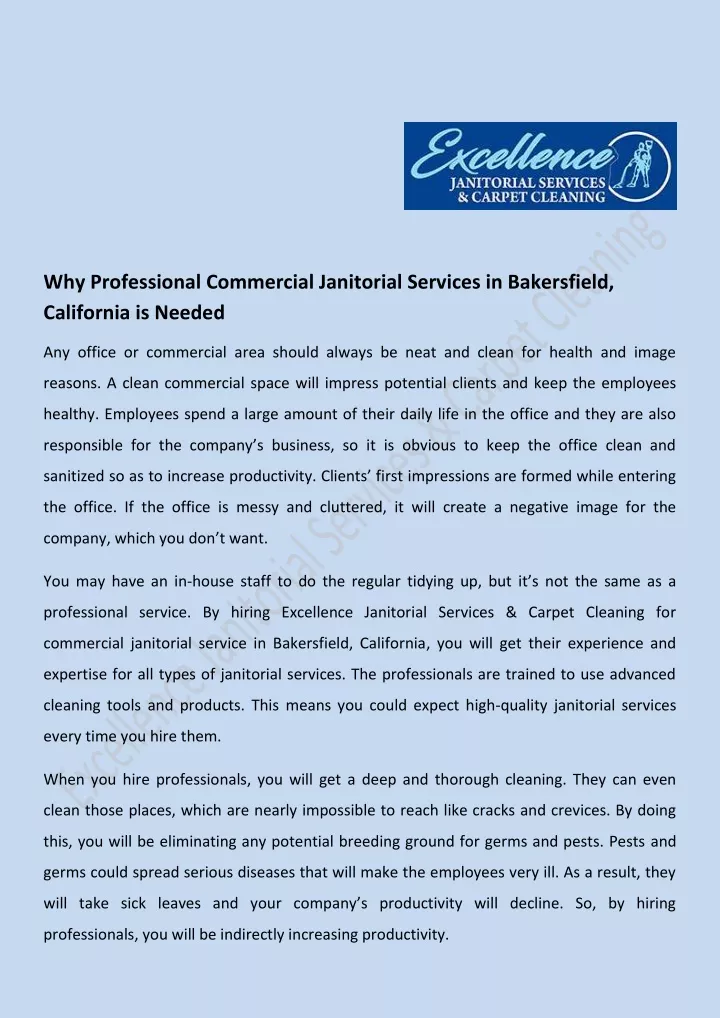 why professional commercial janitorial services
