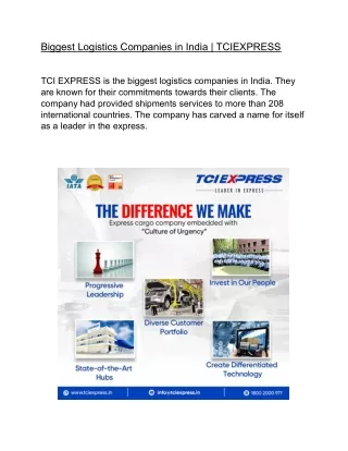 biggest logistics companies in india tciexpress