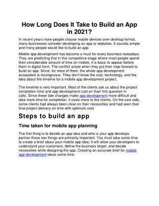 how long does it take to build an app in 2021