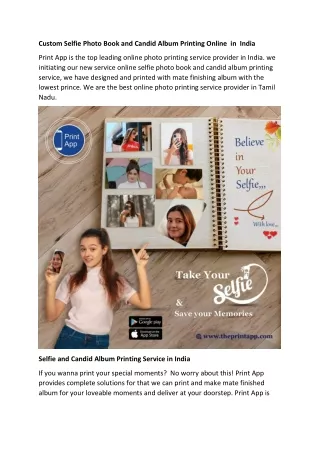 Custom Selfie Photo Book and Candid Album Printing Online in India