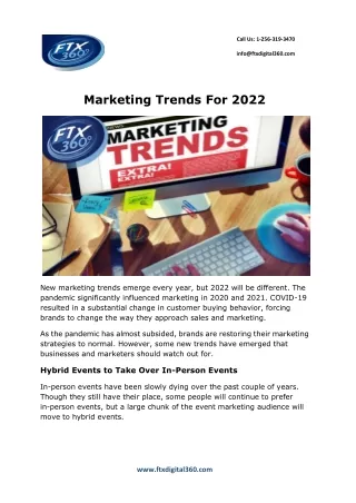 Marketing Trends For 2022