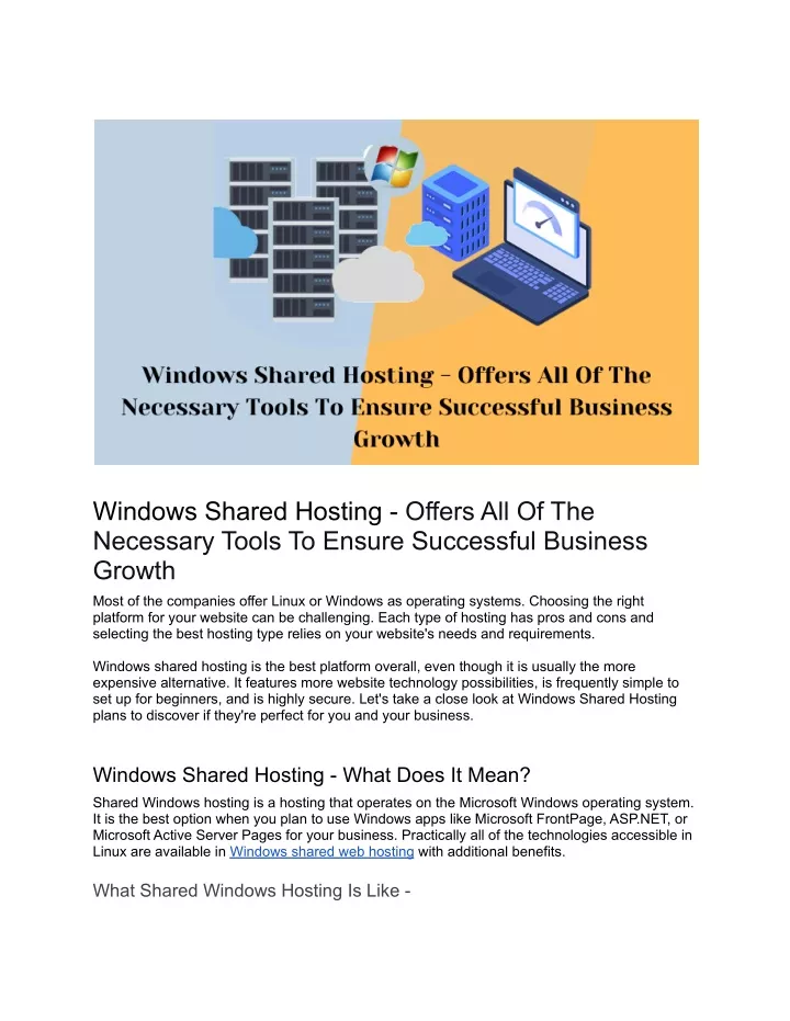 windows shared hosting offers