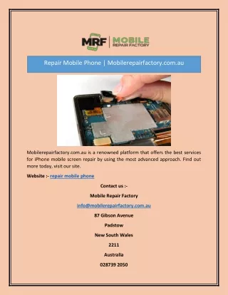 repair mobile phone mobilerepairfactory com au