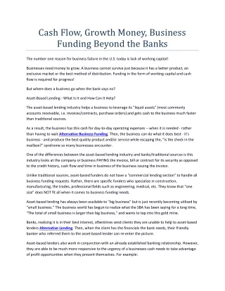 cash flow growth money business funding beyond
