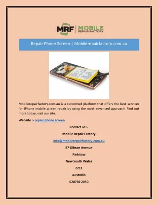 repair phone screen mobilerepairfactory com au