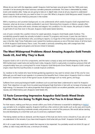 How Prosperous Growers Maximize Sensational Acapulco Gold Strain Seeds Review