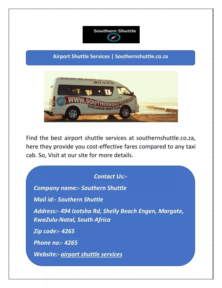 airport shuttle services southernshuttle co za