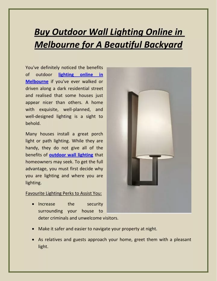 buy outdoor wall lighting online in melbourne