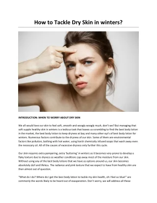How to Tackle Dry Skin in winters