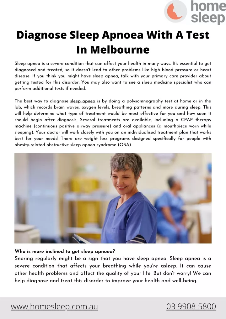 diagnose sleep apnoea with a test in melbourne