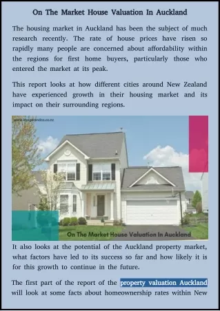On The Market House Valuation In Auckland