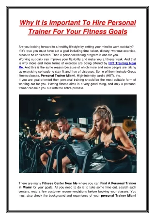 why it is important to hire personal trainer