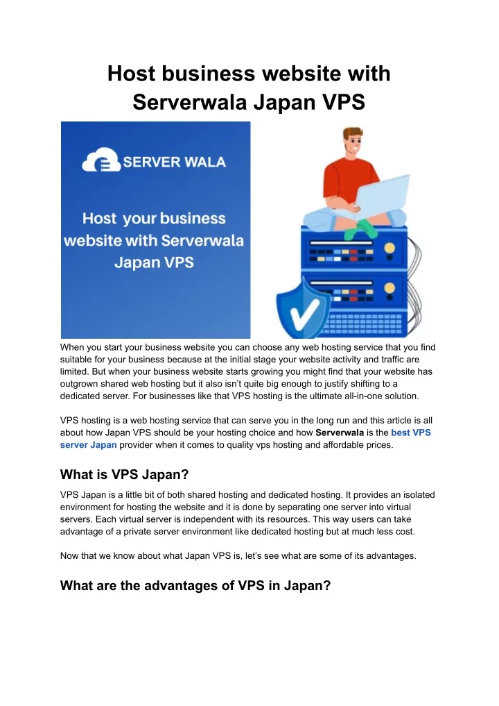 host business website with serverwala japan vps