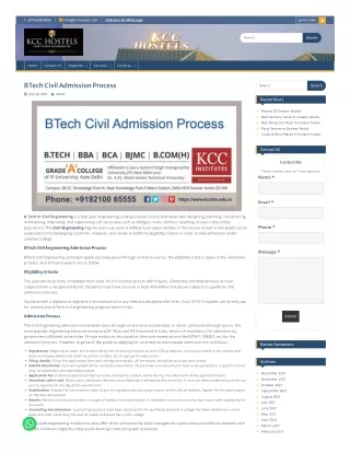 BTech Civil Admission Process
