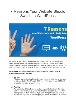 7 Reasons Your Website Should Switch to WordPress